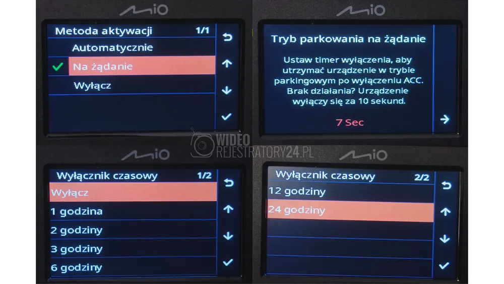 kamera samochodowa mio mivue 903w tryb parkowania na żądanie